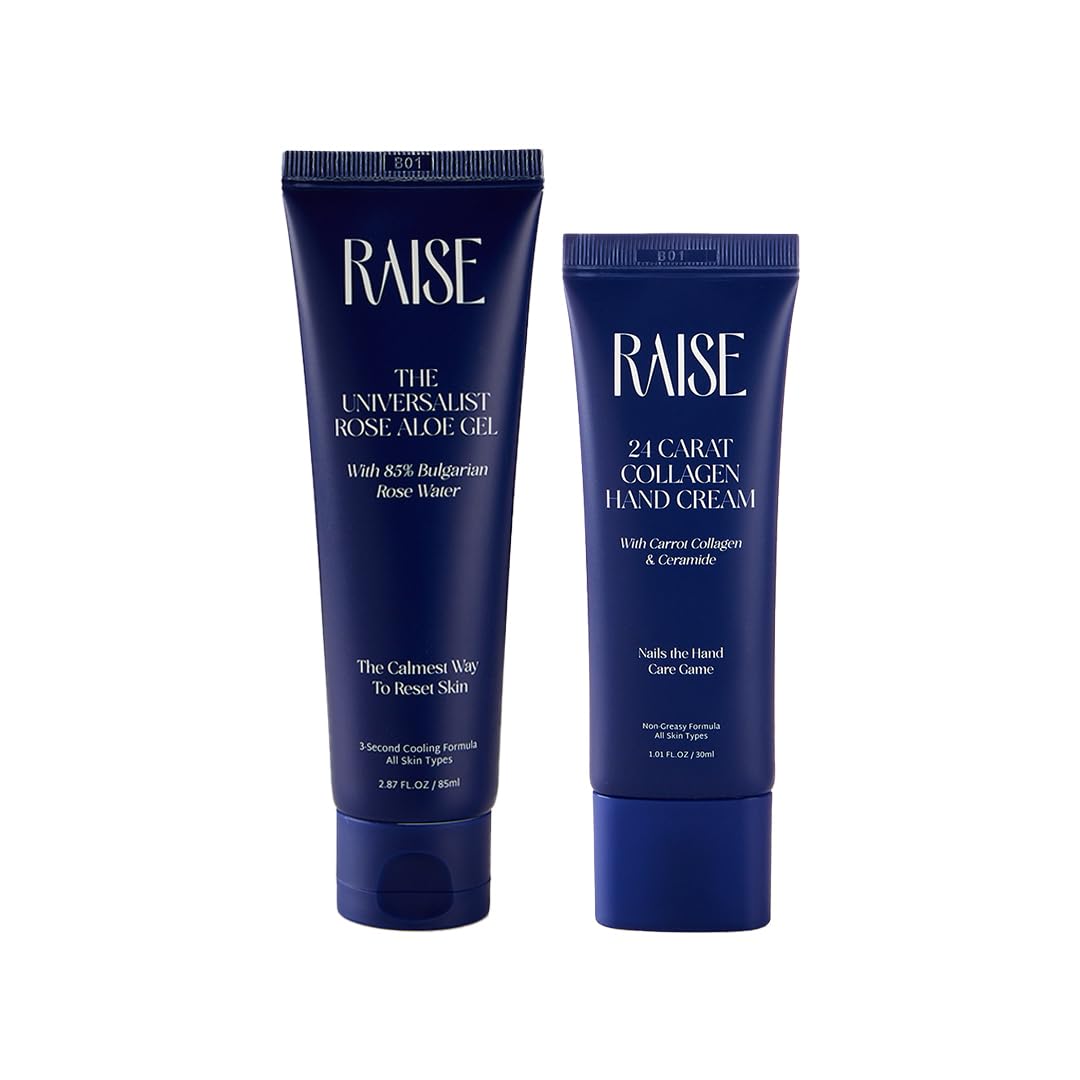 Raise Hand & Body Care Combo| Multipurpose Aloe Vera Gel & Carrot Collagen Hand Cream | Infused with Niacinamide & 85% Bulgarian Rose Water| Instant Cooling & Hydration | Vegan | 85ml/30ml-image-8