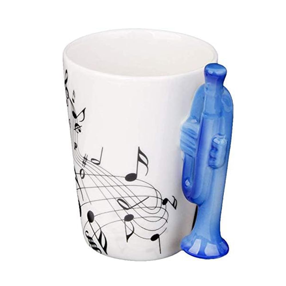 Tazza in ceramica con note musicali e tarassaco - Regalo per