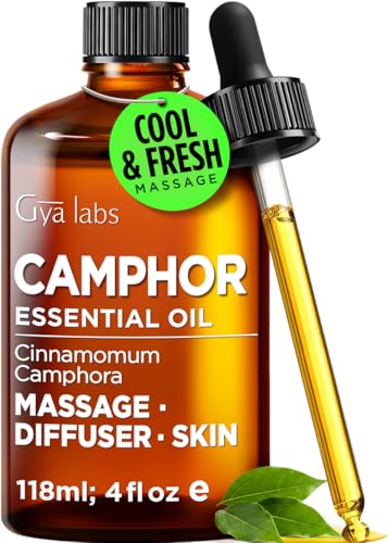 Image of 100% Pure Camphor Essential Oil for Skin & Diffuser - 4 Fl Oz | Camphor Oil for Muscles & Body Massage, Cooling Menthol Scent for Relaxation, Aromatherapy Grade Oil - Gya Labs