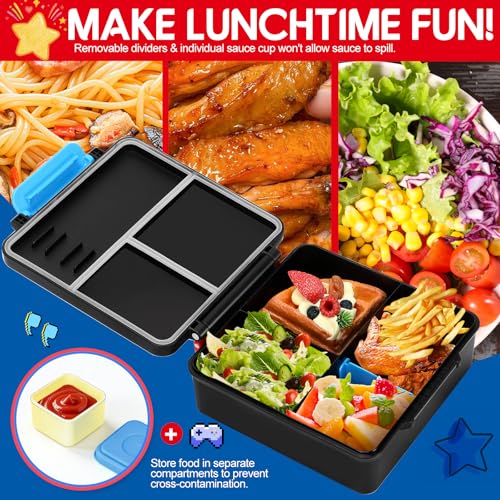 Image of Bento Lunch Box for boys,60 OZ Insulated Bento Lunch Box with 8OZ Leakproof Insulated Food Jar, 3-4 Compartments Bento Box for School, BPA-Free Dishwasher Safe