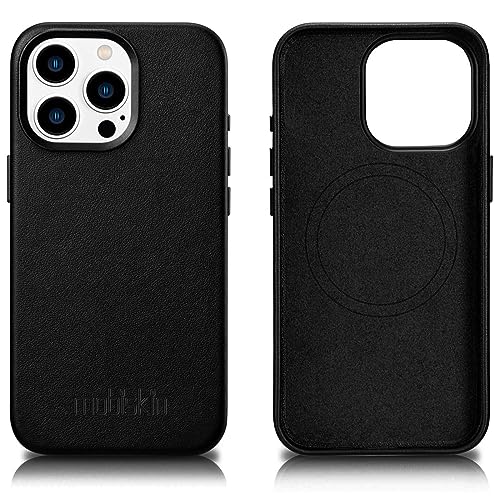 Mobiskin Hülle passend für iPhone 15 PRO (6,1 Zoll), Handyhülle mit Leder, Case kompatibel mit MagSafe, Schutzhülle, Handytasche, Slim Cover, dünn, Schwarz Mobiskin Hülle passend für iPhone 15 PRO (6,1 Zoll), Handyhülle mit Leder, Case kompatibel mit MagSafe, Schutzhülle, Handytasche, Slim Cover, dünn, Schwarz