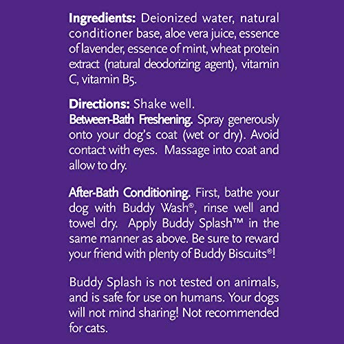 Buddy Biscuits Splash Dog Deodorizer & Conditioner, Easy Spray On With Botanical Extracts, Lavender & Mint 16 Oz (15402) #TOP5