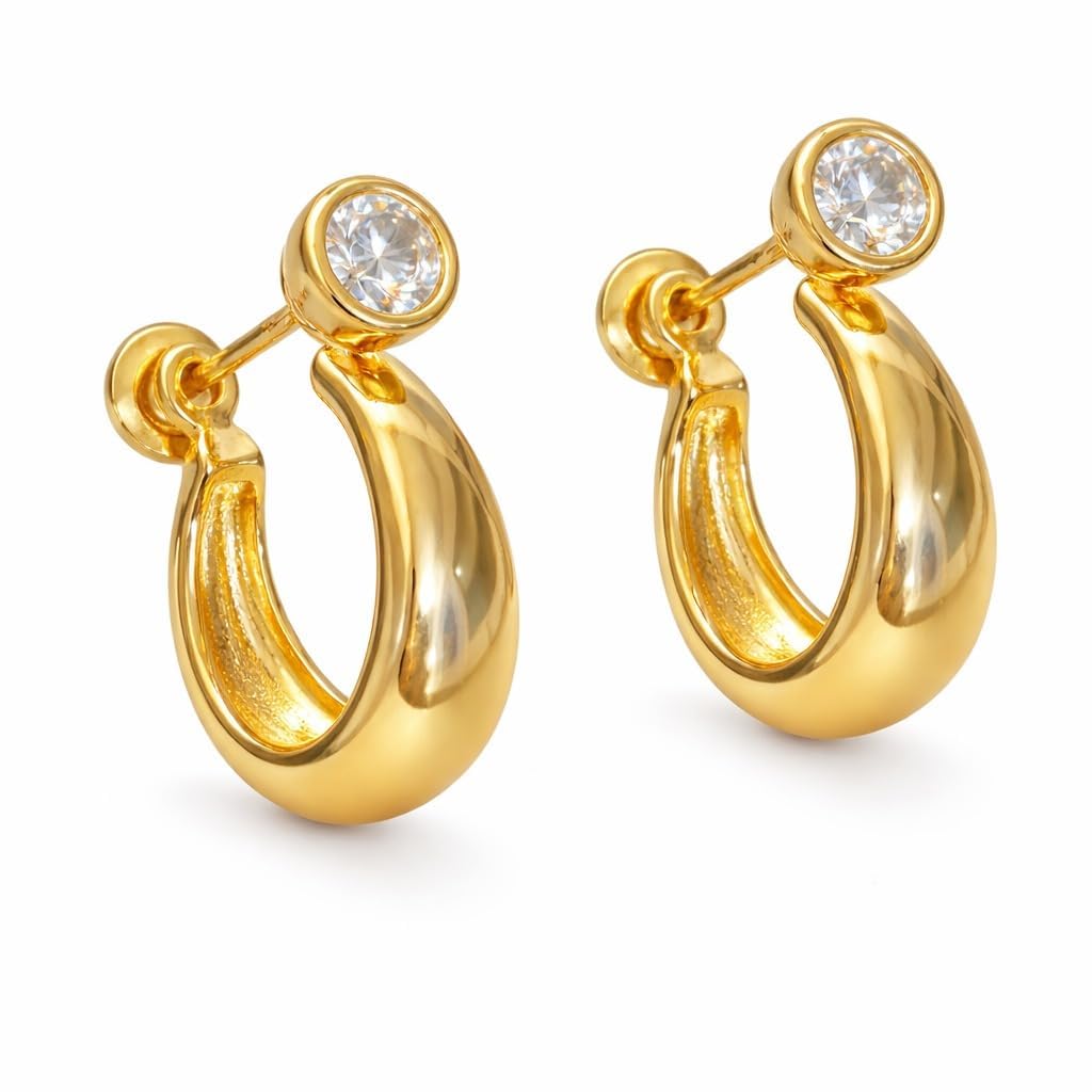 Men’s Gold Plated Hoop & Stud Earrings | Stylish Screw Back Earrings for Men & Boys | Minimal Fashion Jewelry for Daily Wear, Party & Casual Look-image-33
