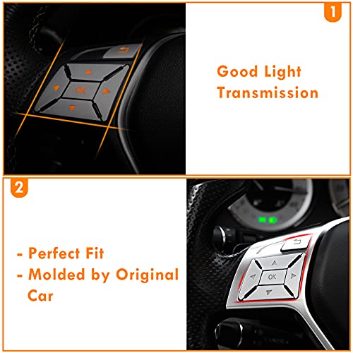 Image of Moonlinks Steering Wheel Button Sticker Compatible with Mercede A B C Class | For E M G SL GL GLA CLA GLK SLK GLS Class Steering Wheel Button Trim Cover Sticker Inner Accessories(12PCS,Chrome-Square)