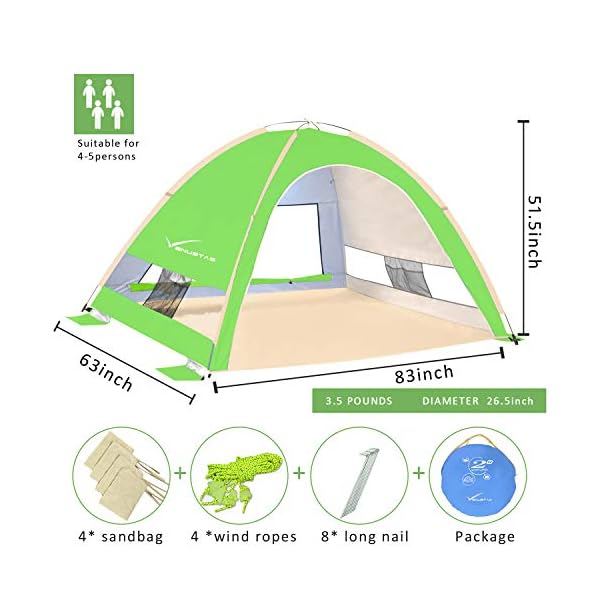 KEUMER Venustas Pop Up Beach Tent, Portable Beach Tent Automatic Sun