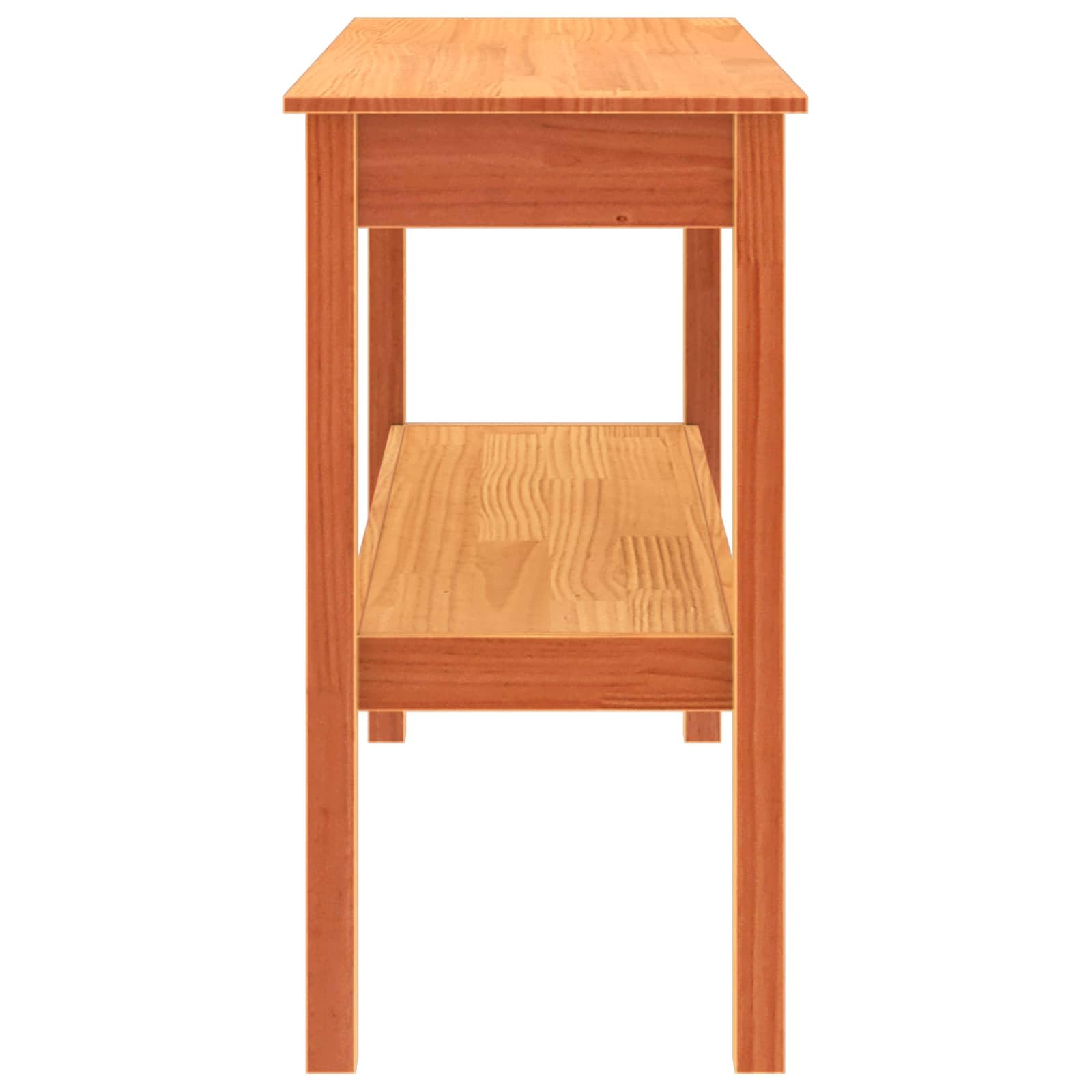 Stolik konsolowy woskowany brąz z litego drewna sosnowego, 110 x 40 x 75 cm, z regałem do salonu, korytarza, przedpokoju, wszechstronnego stołu ściennego i stolika do przechowywania
