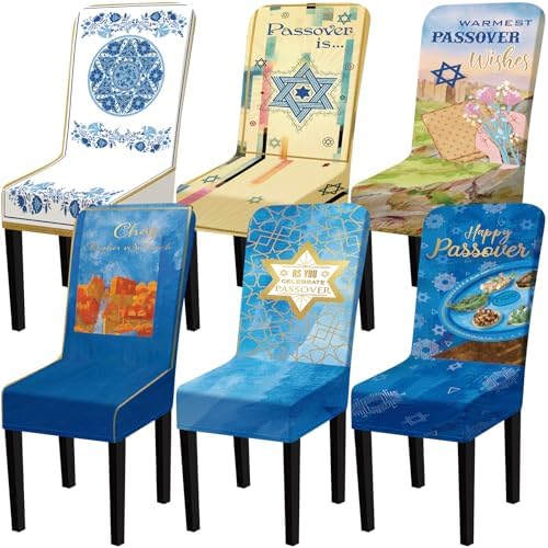 Moukeren 6 Pcs Passover Chair Covers Removable Washable Stretch P...