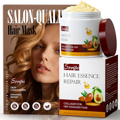 Collagen Hair Mask for Deep Conditioning, Keratin Hair Treatment with 4 Hydrolyzed Proteins, Moroccan & Avocado Oils Conditioner for Nourish, Calendula Gentian Extracts Care Dry & Damaged Hair