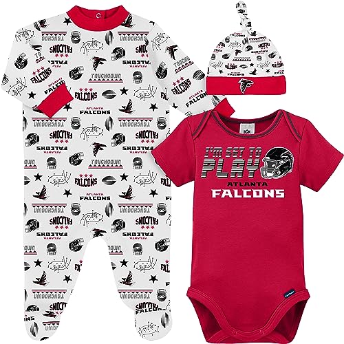 Image of Gerber unisex-baby Nfl Bodysuit, Sleep 'N Play, & Cap Set