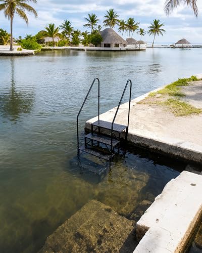 Image of 4 Step RV Steps with 2 Handrails, Outdoor RV Stairs with Anti-Slip Pedals