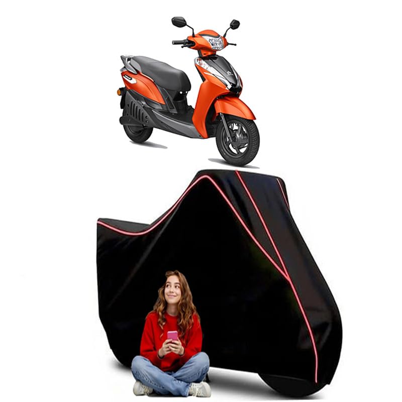 Image of Primus Scooty Bike Cover Water Resistant Outdoor Use Universal Fit Scooters Motorcycles Heavy Duty UV Protection Dust Rain Scratch Resistant Elastic Bottom Black Blue Piping