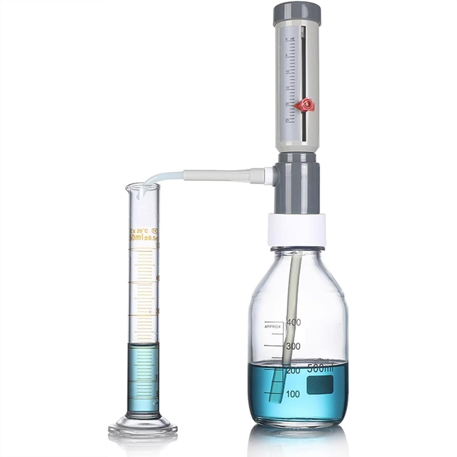 ERICAT Dispensador Superior De Botella De Laboratorio, Pipetas De Laboratorio Ajustables con Botella Reactiva Y Escala Precisa, Volumen Ajustable De 0-25 Ml Y Pipeteo Suave Seguro, para Laboratorio