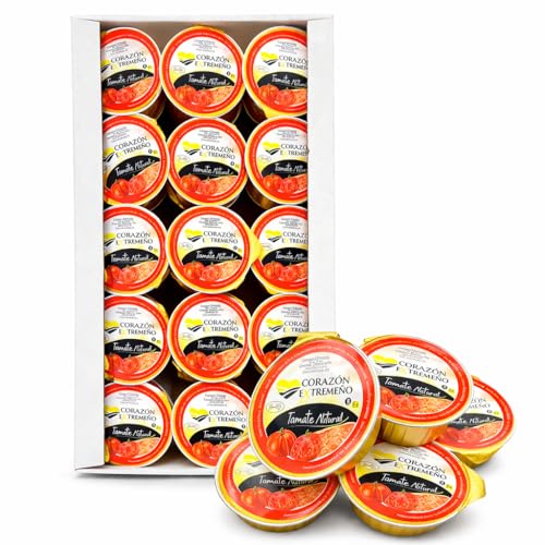 CORAZON EXTREMEÑO Tomate Natural Rallado Monodosis 30x25g | 100% Tomate Natural | Sin Conservantes ni Colorantes | Sin Gluten ni Lactosa | Ideal para Tostadas y Hostelería | Entrega en 24h