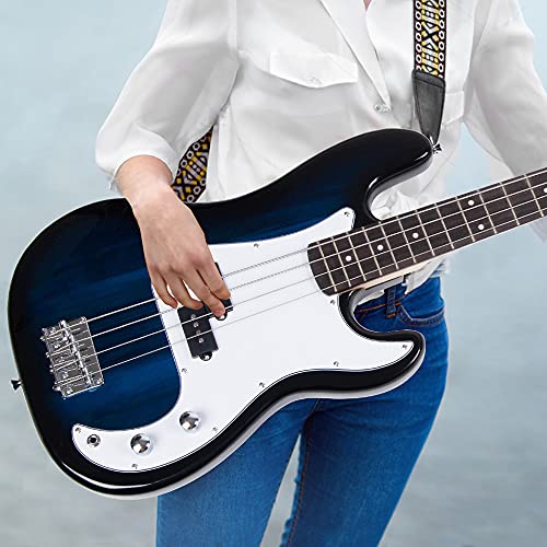 Polar Aurora New Full Size 4 Strings Blue Electric Bass Guitar+ Amp Cord+ Gigbag #TOP1