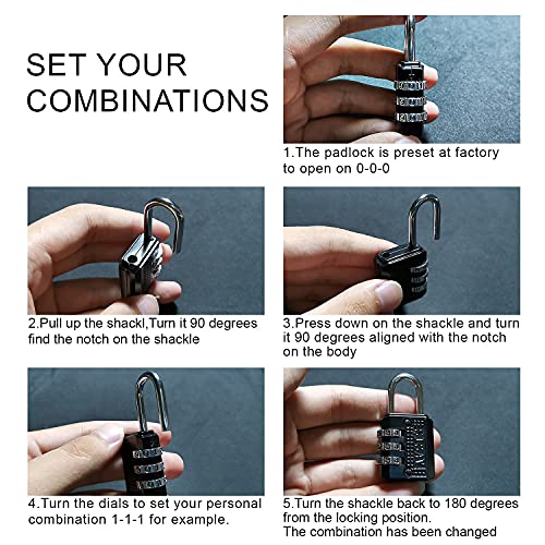 Lucchetto A Combinazione A 3 Cifre Sisav Da 5 Pezzi, Facile Da Leggere, Per Armadietti Scolastici E Palestre, Senza Chiave, Ripristinabile, Cinqu - 6
