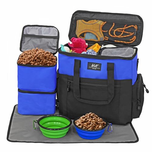WOLT-Pet-Travel-Bag-Kit-for-Dog-Carrier-Travel-includes-2-Food-Containers-2-Collapsible-Bowls-1-Placemat-Airline-Approved-Organizer-for-Pet-Supplies-Essentials-Camping-Hiking-Weekend-Away - Cucciolini Doodles   WOLT-Pet-Travel-Bag-Kit-for-Dog-Carrier-Travel-includes-2-Food-Containers-2-Collapsible-Bowls-1-Placemat-Airline-Approved-Organizer-for-Pet-Supplies-Essentials-Camping-Hiking-Weekend-Away