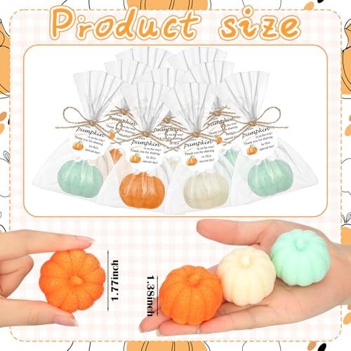 demissle 40 fall pumpkin baby shower favors thanksgiving bridal shower soap favors mini pumpkin soap thanks card gift bag with string for guest wedding autumn party decor gifts colorful