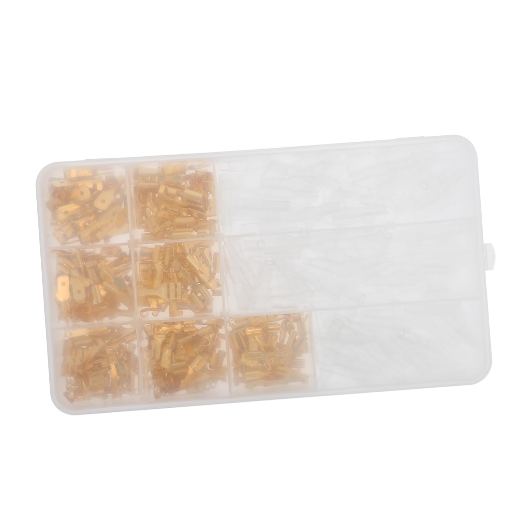 HOMOCONO 450pcs Spring Plug Wire Tools Earrings for Women Cord Ends Male and Female Wire Spade Female Spade Connector Wire Terminal Connectors Crimp Cable Connector Plastic Golden