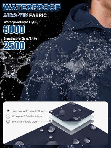 Image of FREE SOLDIER Men's Lightweight Softshell Jacket Winter Fleece Lined Hooded Rain Waterproof Hiking Outdoor Jackets