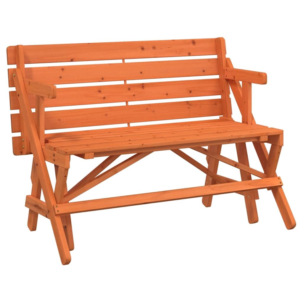 Tavolo da picnic pieghevole 2 in 1 con panche in legno di abete massello trasformabile in panca da giardino con schienale per terrazze e giardini