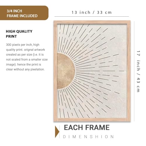 Image of Kalit Kala Decor Painting Boho Wall Art Home Decoration Paintings With Frame For Living Room Bed Room Hotel Wall Decor Digital Reprint Set of 3 (13X17 inch)
