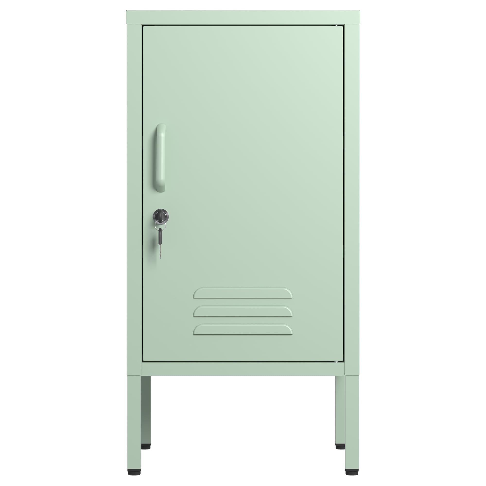 Garvee Vielseitiger Metall Nachttisch mit abschließbarer Tür – 2 verstellbare Einlegeböden, minimalistisches Design, multifunktionaler Aufbewahrungsschrank als Beistelltisch für Wohnzimmer oder
