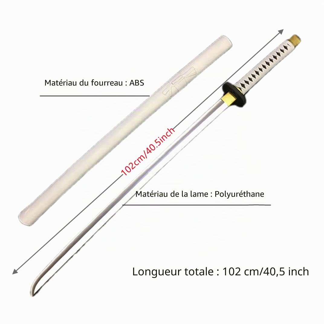 damdos Accessoire d'halloween pour Arme Katana Cosplay Épée Roronoa Zoro en Caoutchouc PU Épées Samouraï Cadeaux d'anniversaire