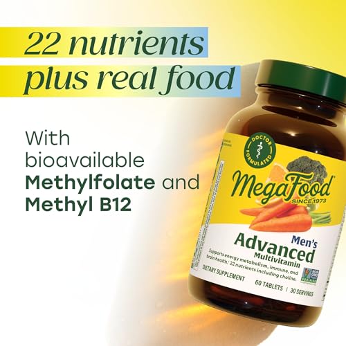 MegaFood Men's Advanced Multivitamin for Men - Doctor -Formulated - Choline, Vitamin B12, Vitamin D, Vitamin C & Zinc - Brain Health & Immune Support - Non-GMO - Vegetarian - 120 Tabs (60 Servings) - Image 5