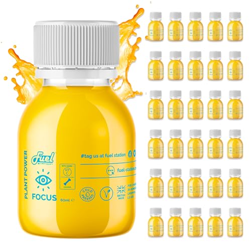 Fuel Station Ginger Turmeric & Lions Mane Shots, 30 x 60ml, Powerful &, Energising Cold Pressed Shots, Reduces Bloating, Improves Digestion & Fiery Immunity Boosting, 100% Natural