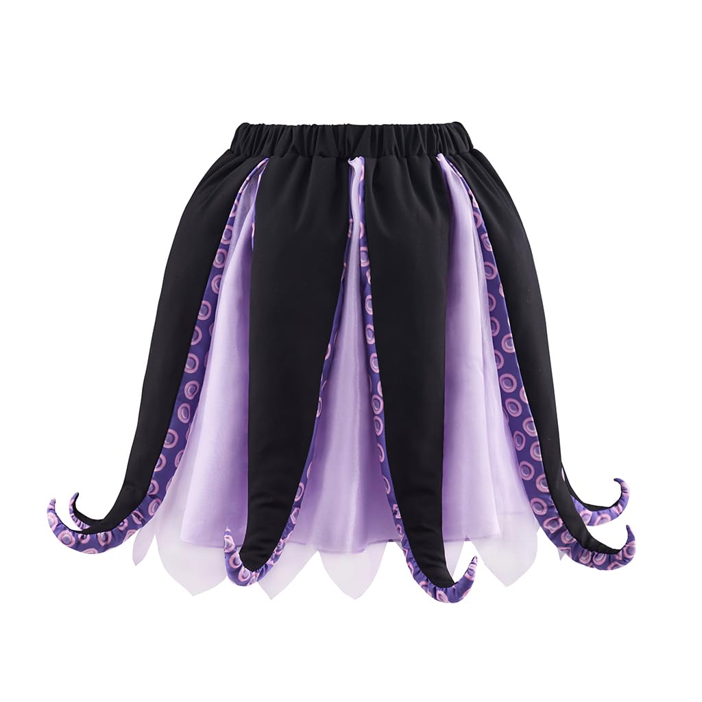 Saniplaycos Costume de sorcière de mer noir et violet avec tutu, pieuvre, tentacule, pour femme adulte
