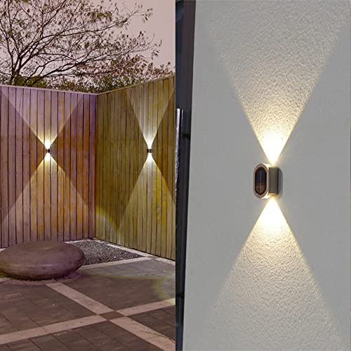 Aslidecor 2 Led Solar Wall Light Up And Down 4 Pack Illuminate Outdoor Sunlight Sensor Lamp Ip65 Waterproof Modern Nordic Style Decor For Home Garden Porch (Warm White&Cold White) (Bronze) #TOP6