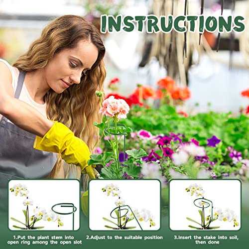 12 Pack Plant Supports for Indoor Plants,40cm Garden Stakes with 24 Orchid Clips,Garden Single Stem Metal Plant Support Stake with Plant Clips for Flowers Tomatoes Lily Peony Rose Flower Stem - Image 3