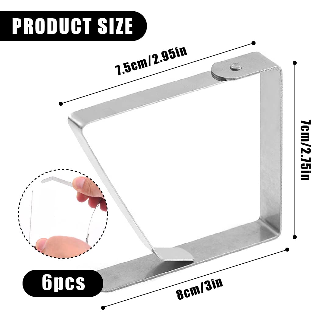 6 Clip Ferma Tovaglia In Acciaio Inox - Grandi 8x7cm, Per Picnic, Feste E Tavoli All'Aperto - Foto 5