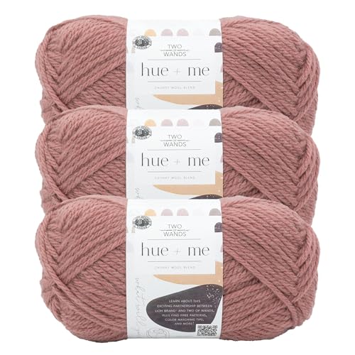 Image of Lion Brand Yarn, Hue + Me Chunky Yarn for Crocheting, Knitting, and Crafts, Pink Earth, 3 Pack