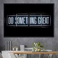 Framed Canvas Wall Art Illuminated Words 3D Industrial Inspirational Multicolor Neon Pop Art Quotes Typography Urban - 16x24 inches