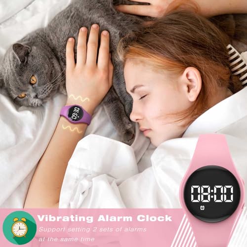 Image of Kids Led Fitness Tracker Wristwatch, Digital Step Counter Watch, Waterproof Pedometer Watch, Calendar Alarm Clock for Children Boys Girls (Pink)