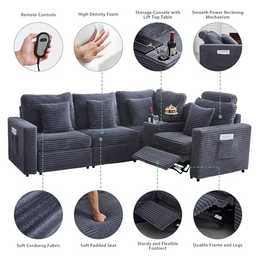 Image of RARZOE Modular Sectional Couch Armrests Module, Corduroy Armrests Modular Sofa Side Part for Living Room Modular Sectional Sofa Couch, Grey