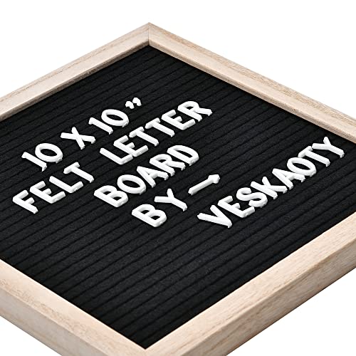felt letter board with 294 letters numbers amp symbols - 10 x 10 inch changeable message board with wooden frame wall mount hook black amp wood