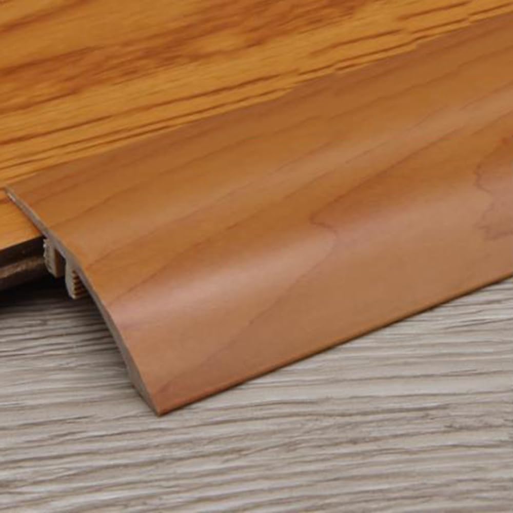 Vinyl Floor Transition Strip, 35.4in Upgraded Threshold Strip Flexible Kink Board Ramp Tiles Laminate Planks Floor Cover Strips - Maple Wood Grain(Teak)
