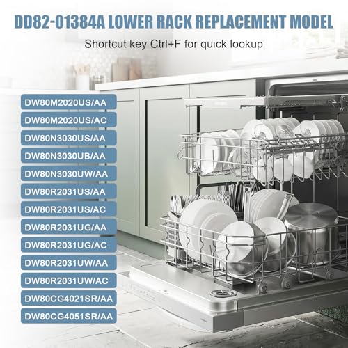 Image of DD82-01384A DD81-02295A Lower Rack Compatible with Samsung Dishwashers | Fits DW80R2031US, DW80M2020US, DW80N3030US, DW80N3030UB, DW80N3030UW, DW80R2031UG, DW80R2031UW. (22.5''D x 20.5''W x 7''H)