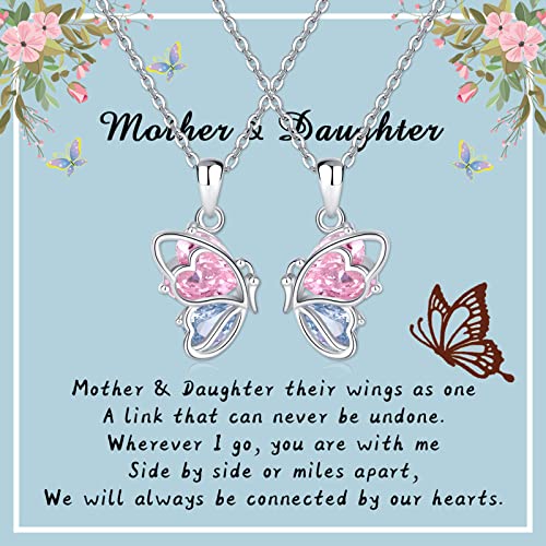 925 Sterling Silver Butterfly Matching Necklaces set 2 Mom and Daughter Necklaces Aunt Niece Matching Necklace Best Friend Friendship Necklaces for 2