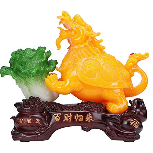Tortue Dragon et Chou Feng Shui : Statue de Prospérité pour Bureau - 2