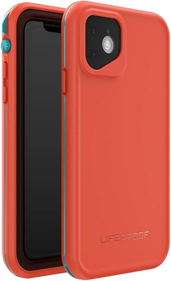 LifeProof IPhone 11 FRE Series Case - FIRE SKY BLUEBIRD/TANGERINE, Waterproof IP68, Built-in Screen Protector, Port Cover Protection, Snaps to MagSafe Pack of 1