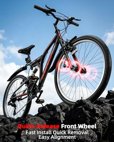 24 Inch Mountain Bike for Men & Women, 21-Speed Full
