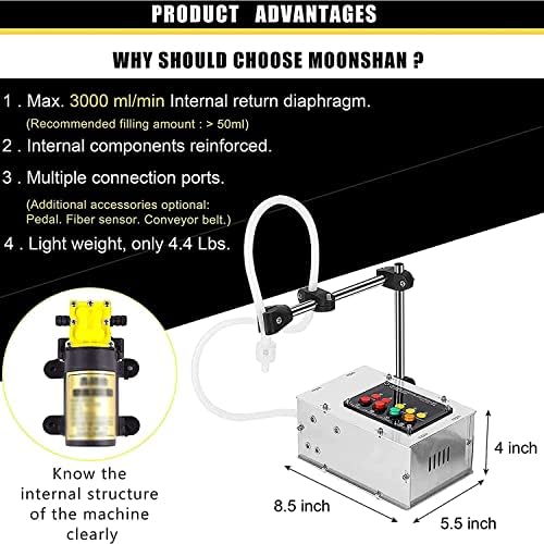 Máquina de llenado de líquidos pequeña de 3000 ml, máquina llenadora de botellas, el caudal máximo puede alcanzar 100 onzas mínimas, para agua líquida, cocina, aceite, bebida W,