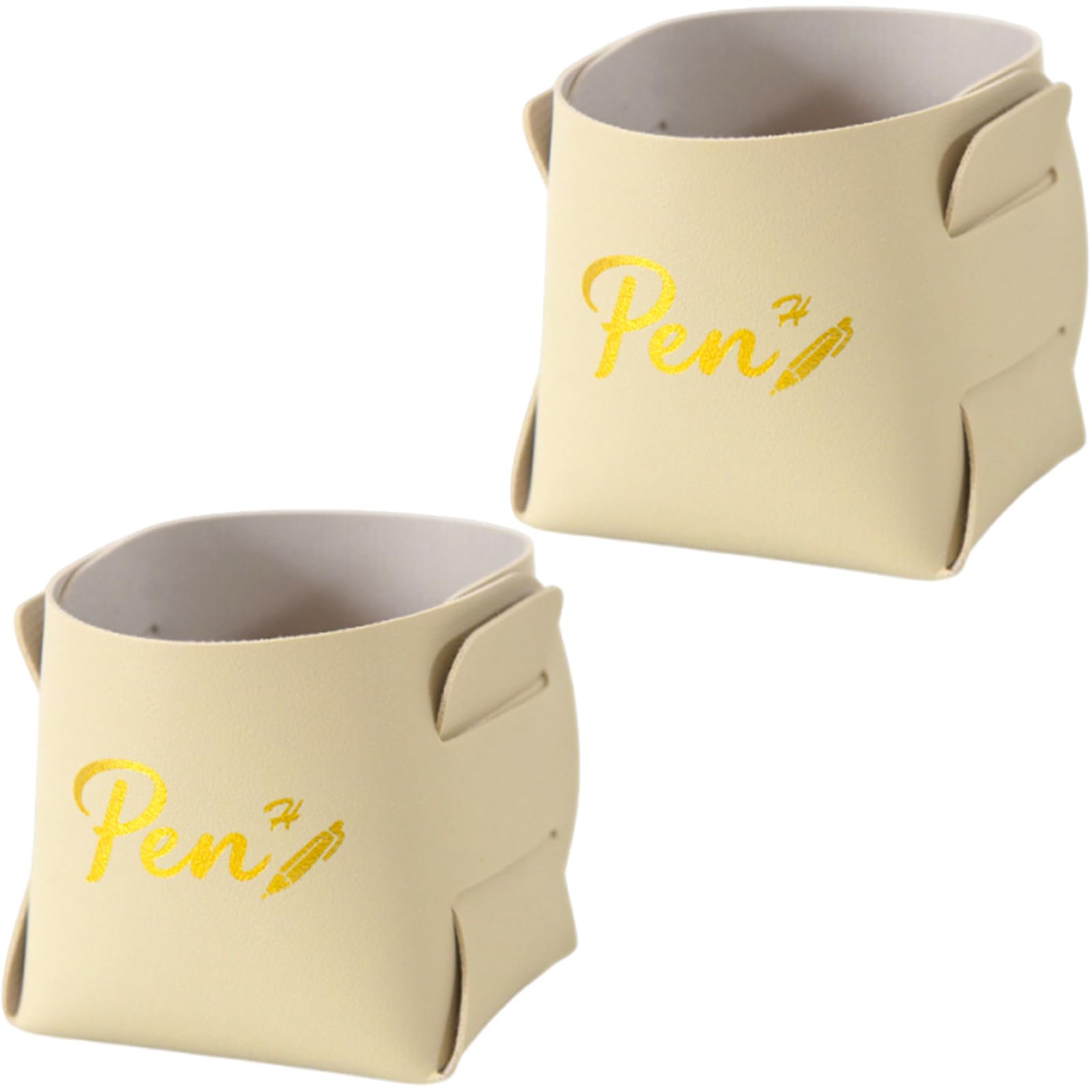 HDOYTXXM 2pcs Workplace Desk Planner Basket Pliable PU Leather Container for Efficient Writing Materials Makeup Arrangement Pliable PU Storage Container