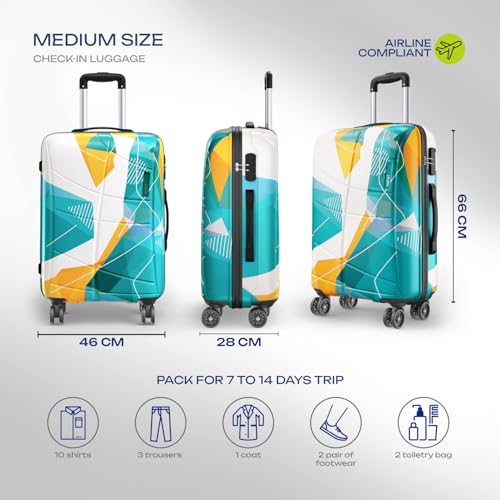 Image of Safari Luma Neo 8 Wheels 66cm Medium Size Trolley Bag, Hard Case Printed Polycarbonate, 360 Degree Wheeling Checkin Luggage for Men & Women, Suitcase for Travel, Trolley Bags for Travel, Multicolour