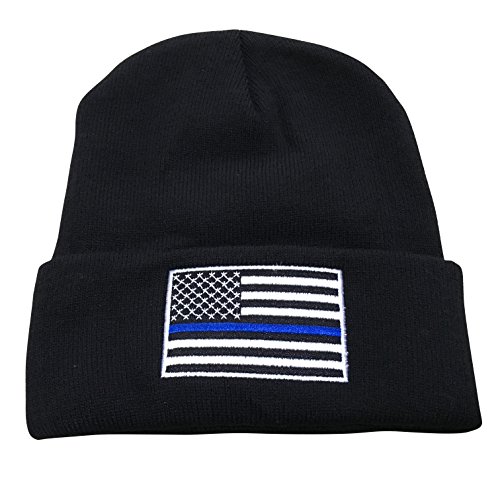 Thin Blue Line USA Flag Knit Skull Cap Hat Beanie Support Police Law