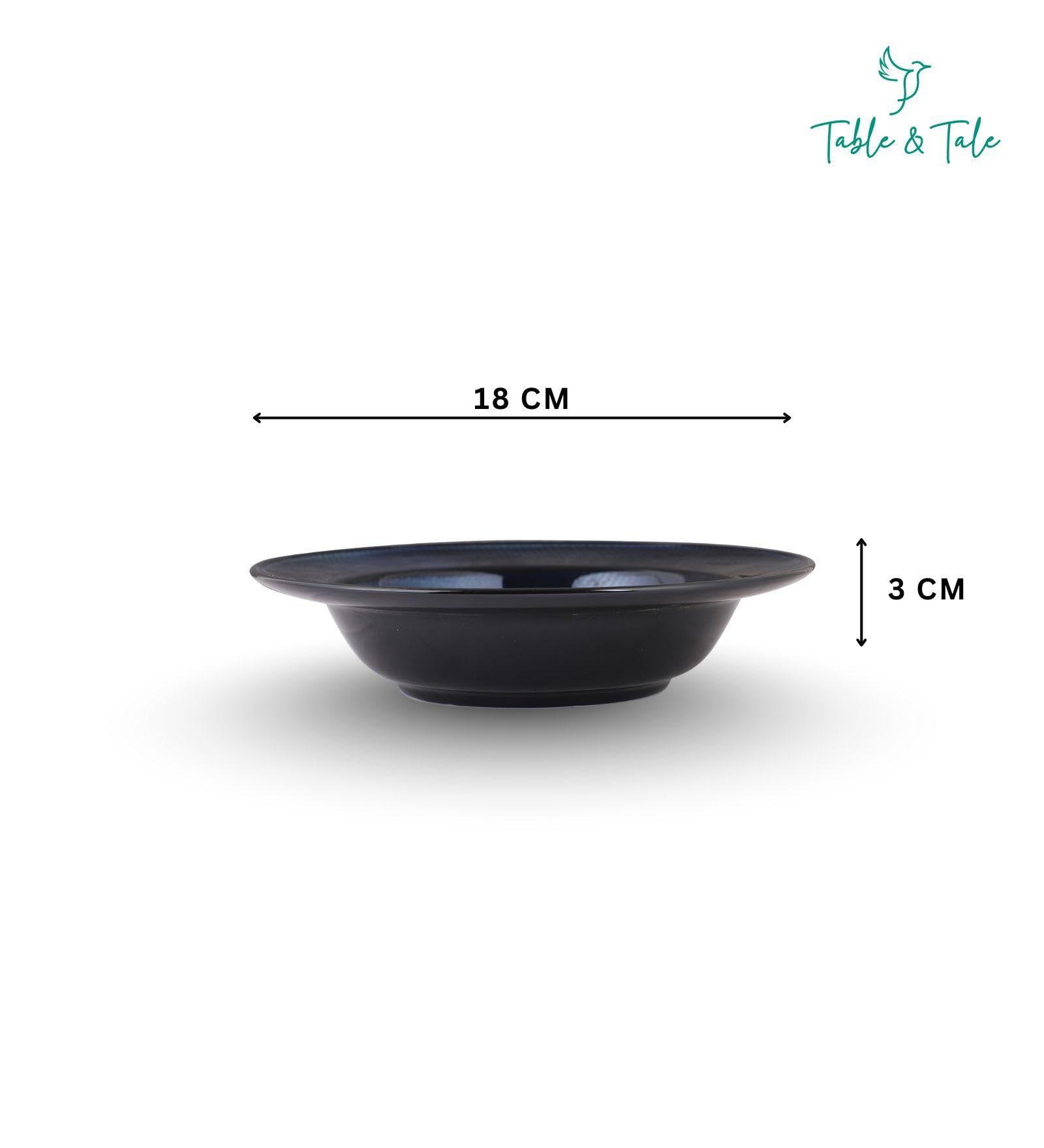 Table & Tale Premium Porcelain Deep Plate with Elegant Blue Pattern | Scratch & Chip Resistant | Made in Sri Lanka | Ideal for Soups, Pasta & Curries | Microwave & Dishwasher Safe |Set of 2 1