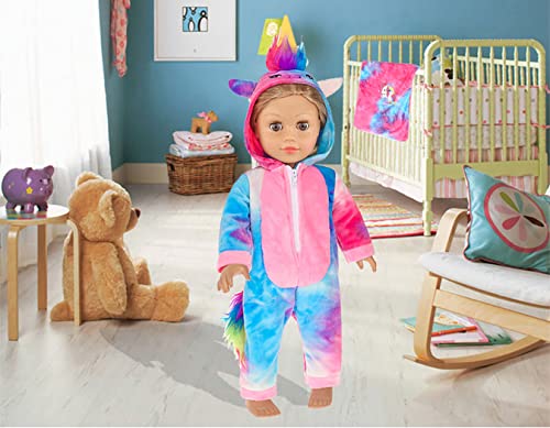 Ebuddy 18 Inch Doll Clothes And Accessories-Unicorn Doll Costume Colorful Tie-Dyed Pajamas Sleeping Bag Set For 18 Inch Girl Doll,Most 18 Inch Dolls(No Doll) #TOP2